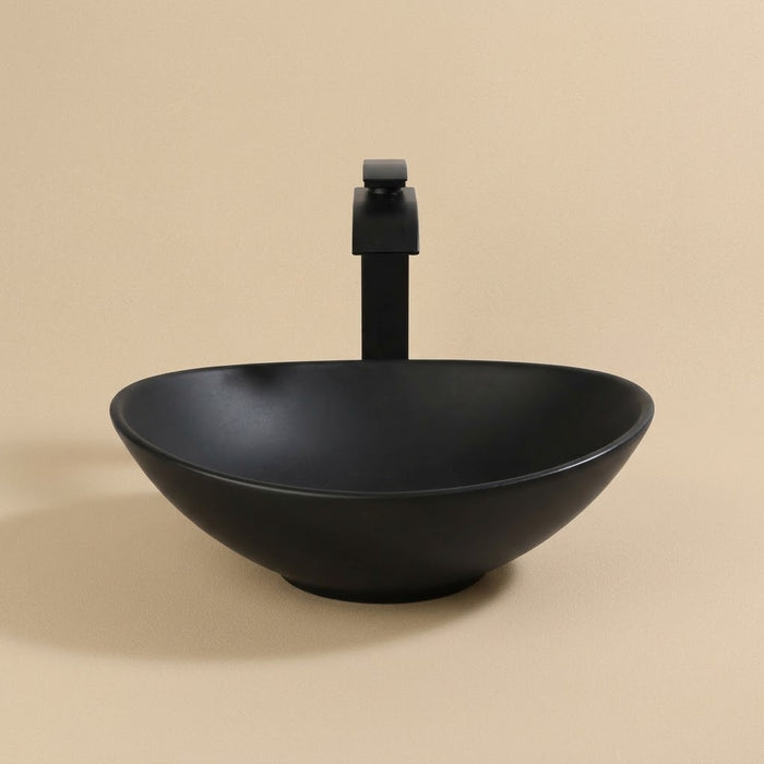 Sable, vasque ovale en résine de pierre noir mat