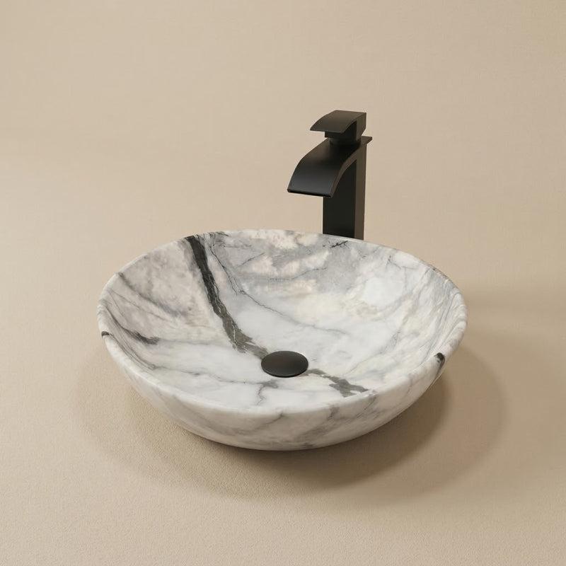 Noma, vasque ovale en céramique effet marbre