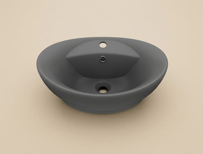 Vela Gris Anthracite, vasque à poser ovale en céramique mate (vasque seule)