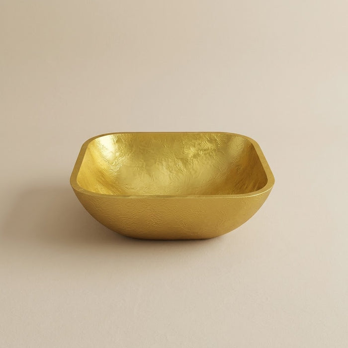 Ambre, vasque carrée en verre doré