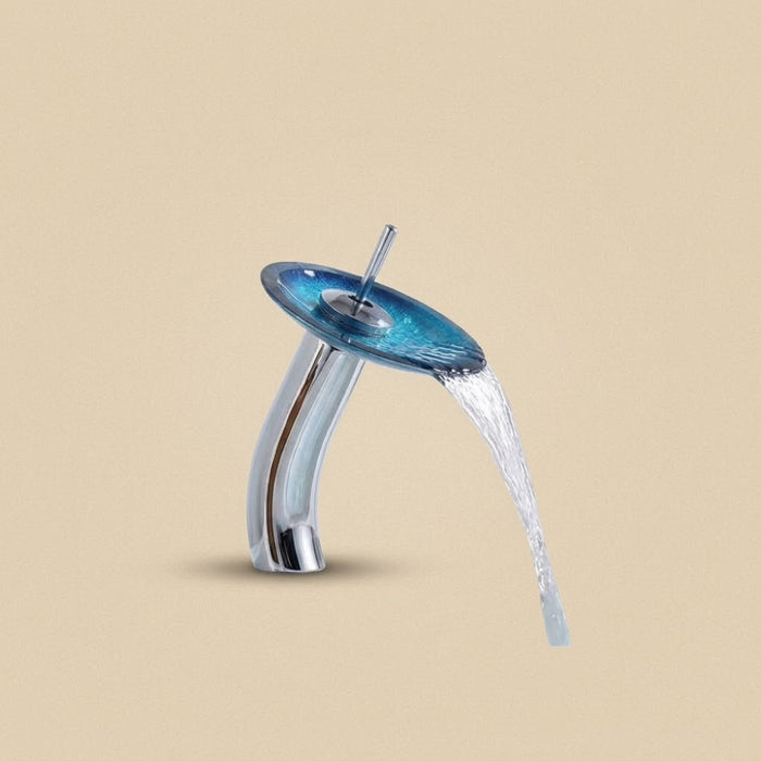 Vetro, robinet cascade en verre trempé bleu
