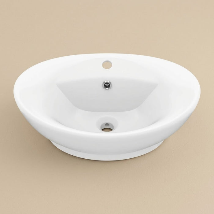 Vela Blanc Mat, vasque à poser ovale en céramique mate (vasque seule)