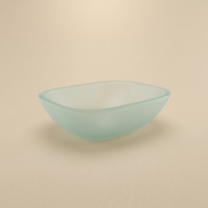 Givre, vasque carrée en verre dépoli