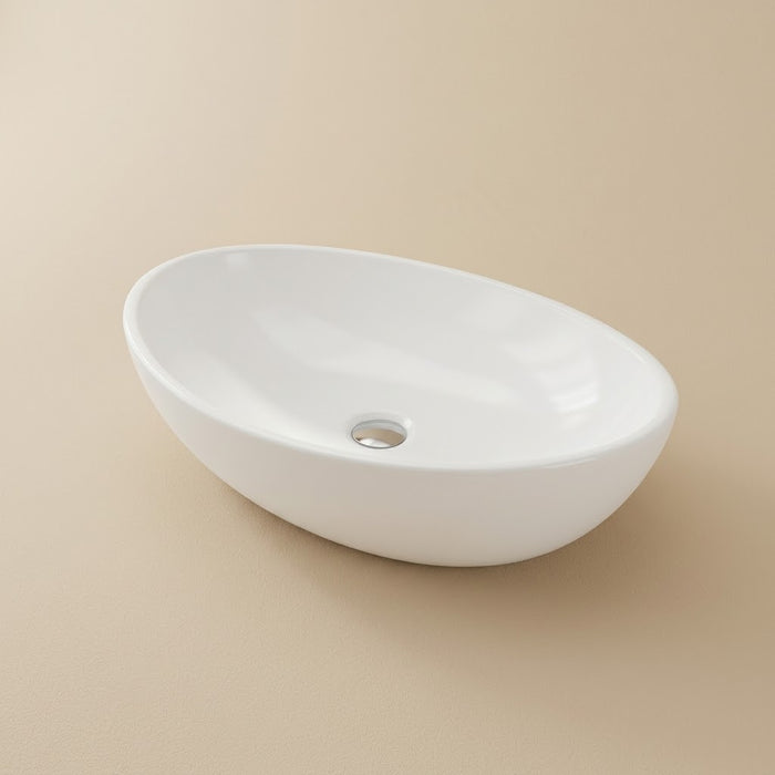 Aura, vasque ovale en céramique blanche