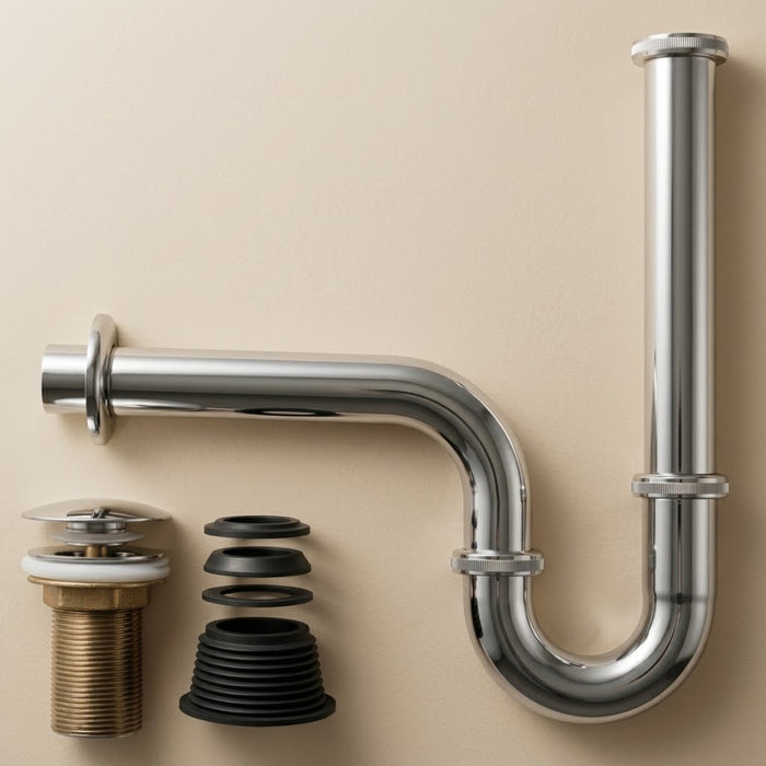 Siphon et bonde, ensemble pop-up pour vasque sans trop-plein