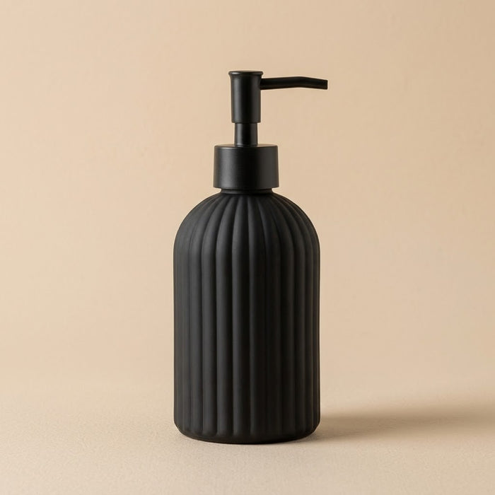 Distributeur de savon en verre noir mat, 400 ml